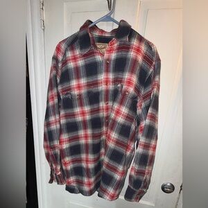 Woolrich Navy and Crimson Plaid Shirt